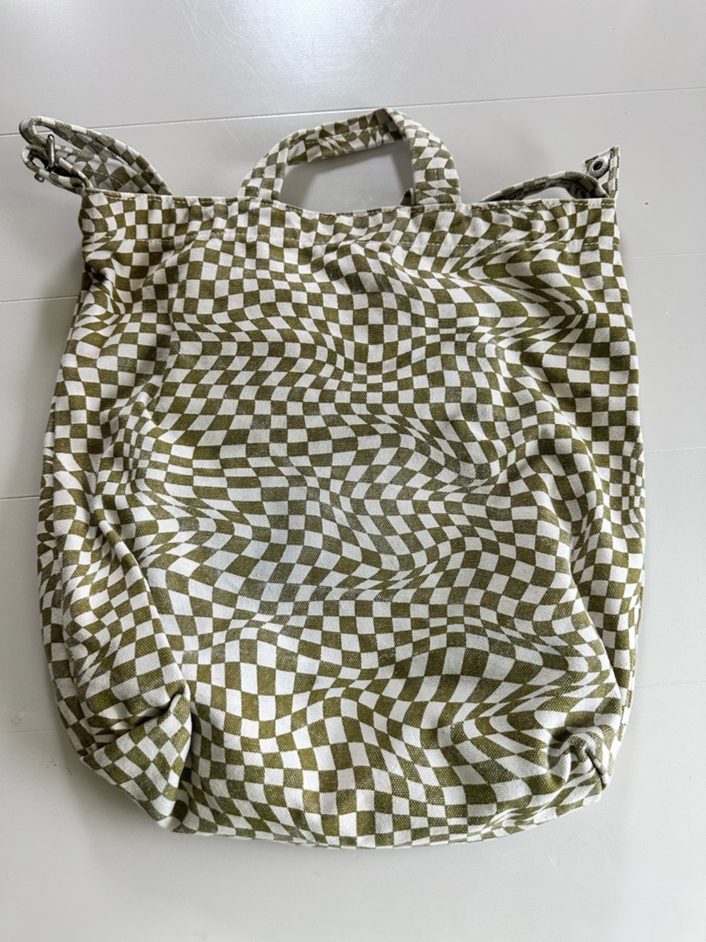 BAGGU Moss Trippy Checkered Duck Bag - Picture 3 of 5
